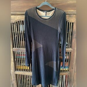 BCBGMaxAzria Black Long Sleeve Mesh Dress